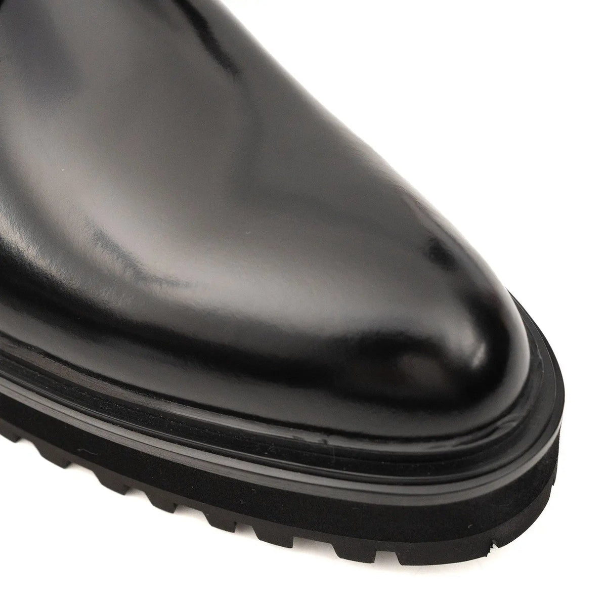 Black Calf Leather Ankle Boots