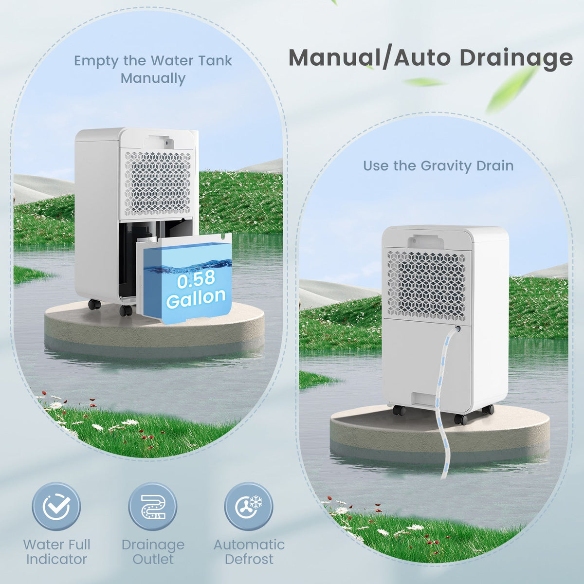 32 Pints Dehumidifier with Sleep Mode and 24H Timer for Home Basement-White