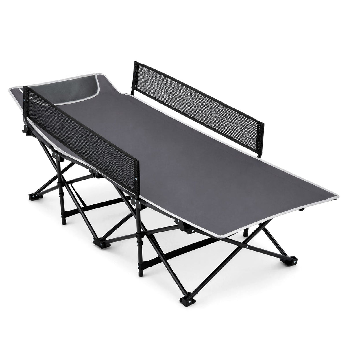 Portable Folding Camping Cot with Guardrail - 330 lbs Capacity