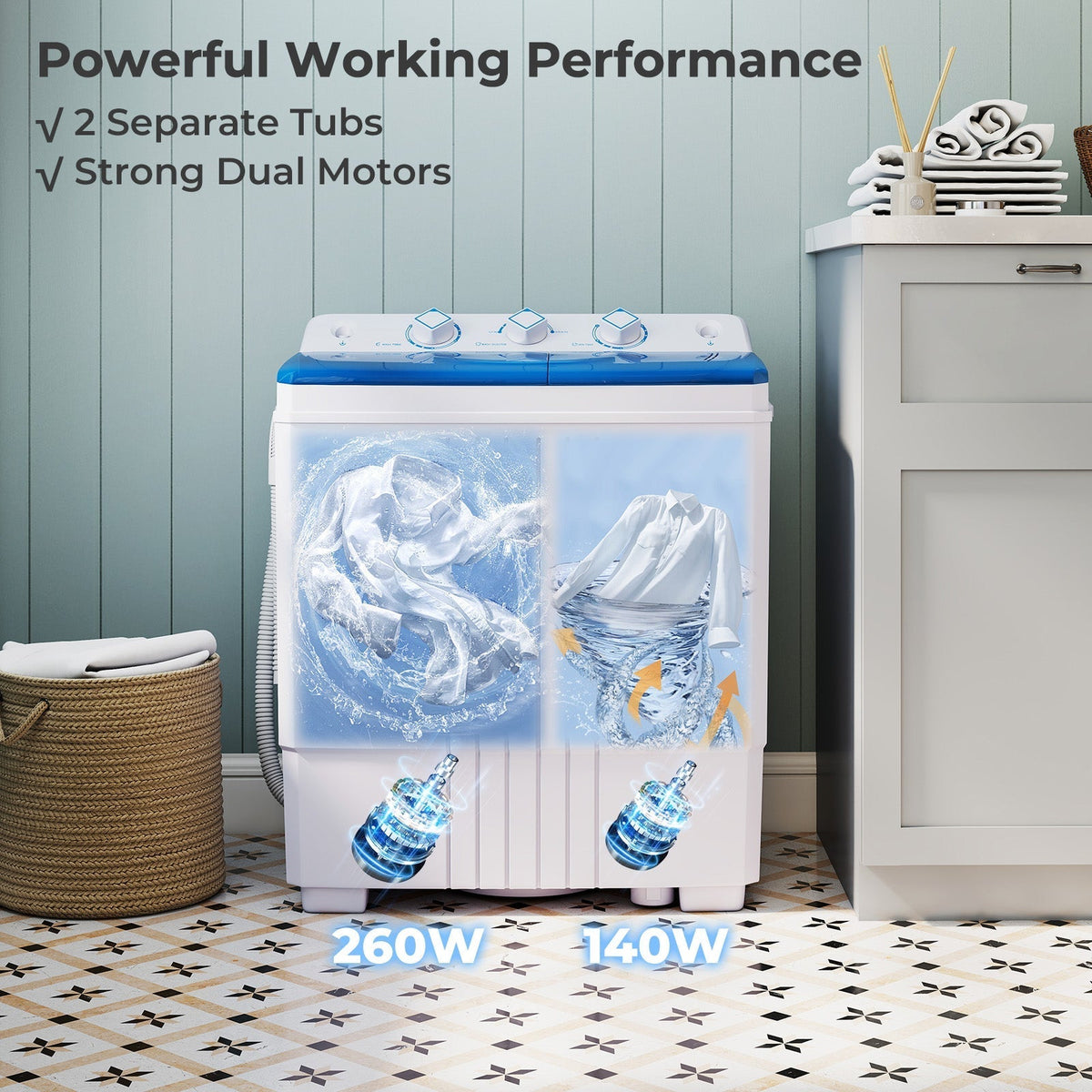 Portable Washing Machine with Built-in Drain Pump