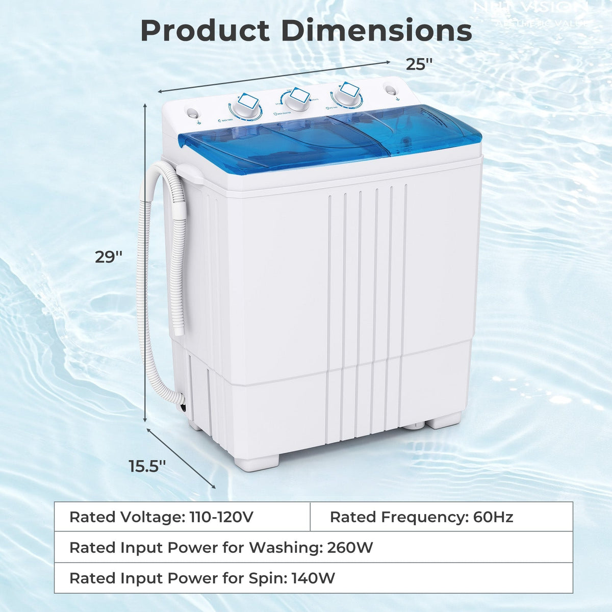 Portable Washing Machine with Built-in Drain Pump