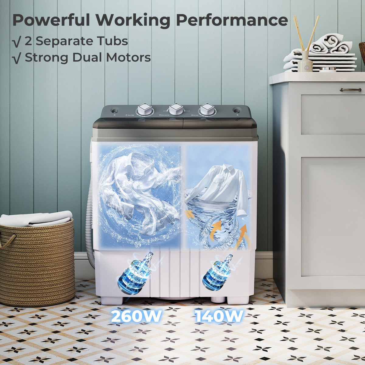 Portable Washing Machine with Built-in Drain Pump