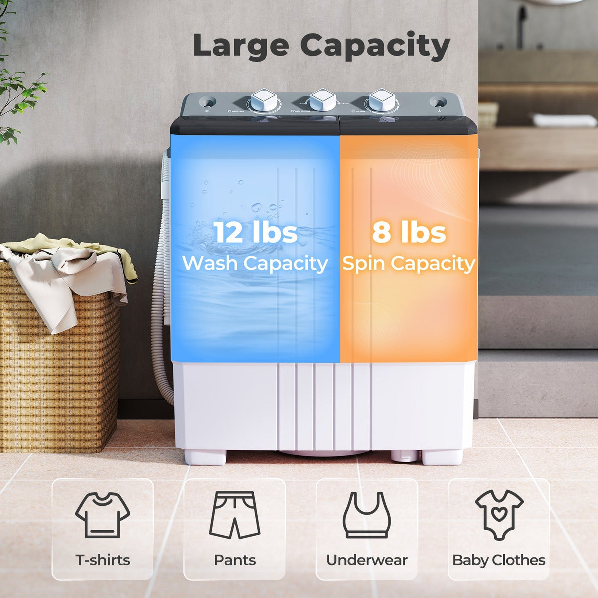 Portable Washing Machine with Built-in Drain Pump