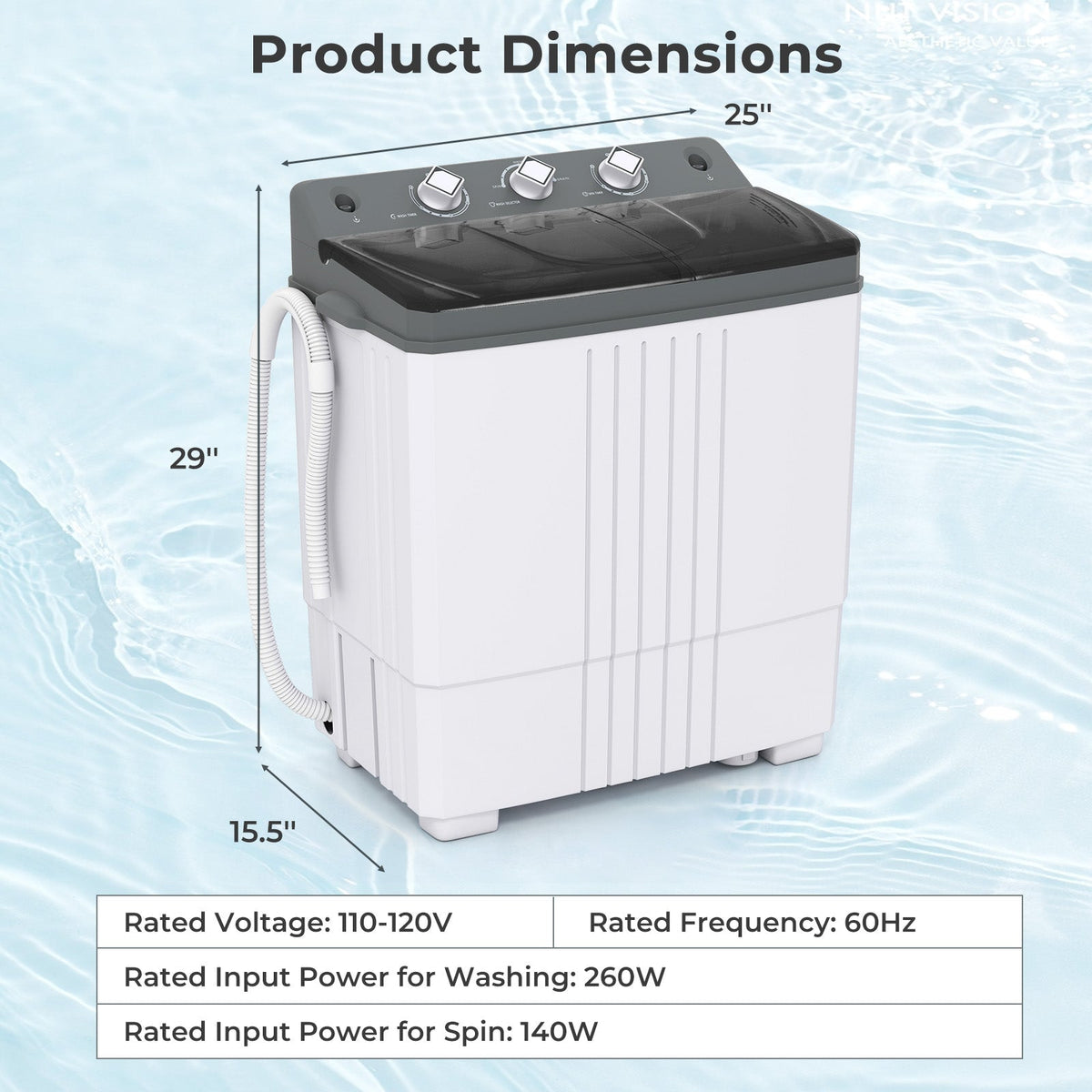 Portable Washing Machine with Built-in Drain Pump