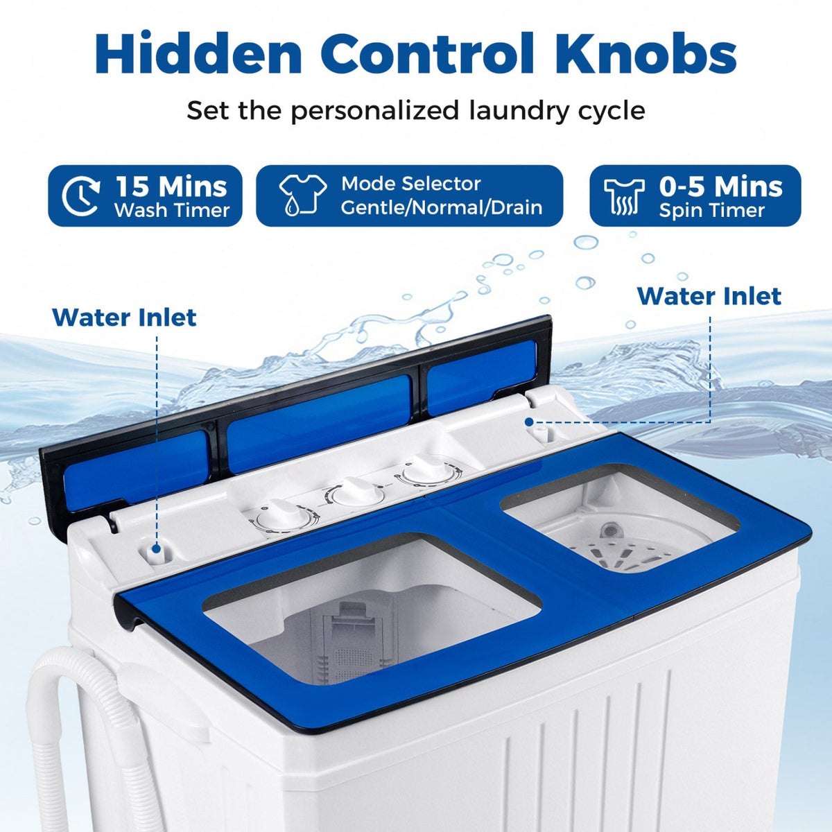 Portable Washing Machine with 12 LBS Washer and 8 LBS Spinner Combo for Apartments