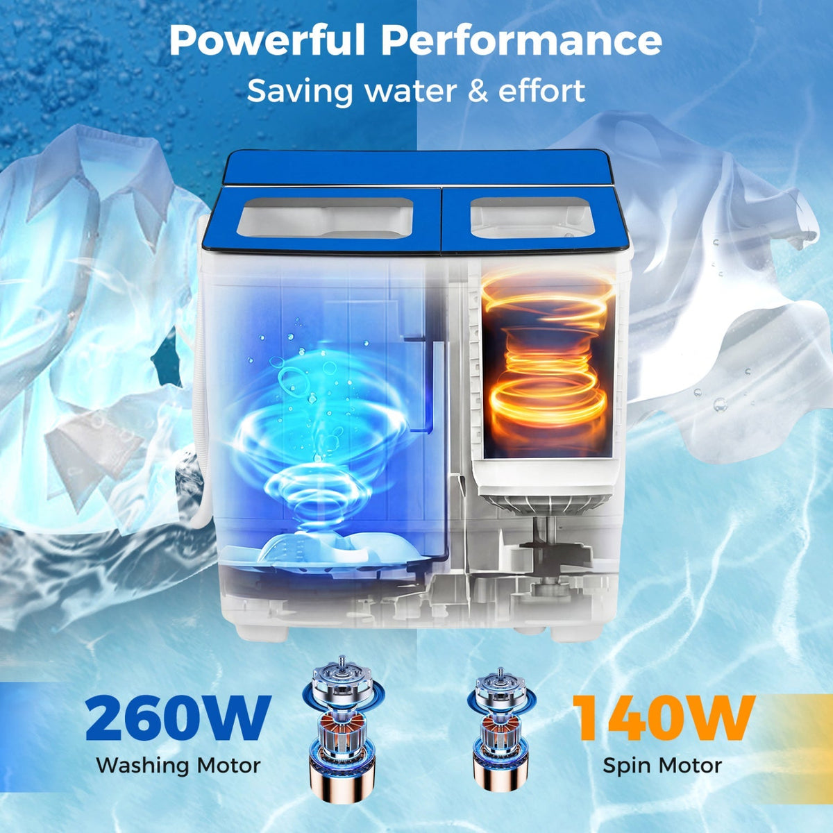 Portable Washing Machine with 12 LBS Washer and 8 LBS Spinner Combo for Apartments