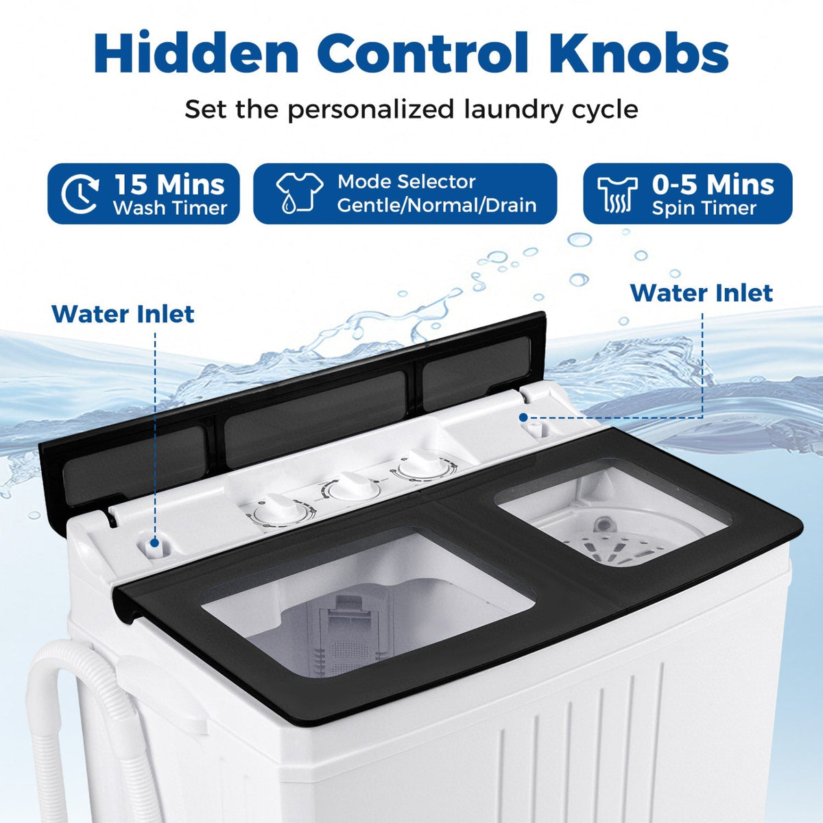 Portable Washing Machine with 12 LBS Washer and 8 LBS Spinner Combo for Apartments