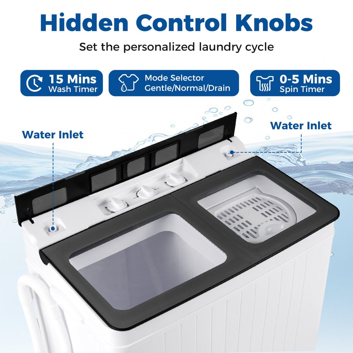 Portable Washing Machine with 18 LBS Washer and 8 LBS Spinner Combo