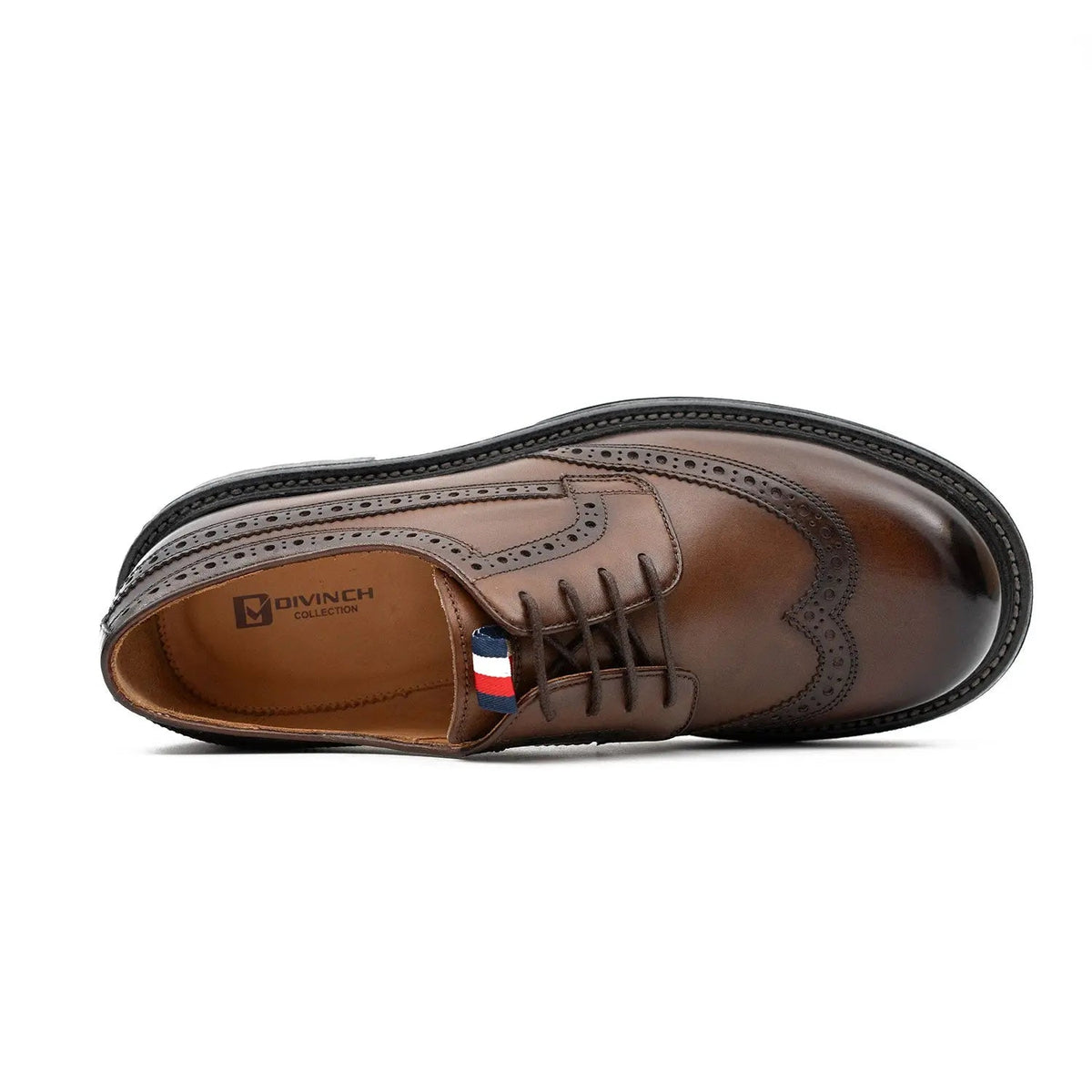 Brown Wingtip Calf Leather Derby Shoes