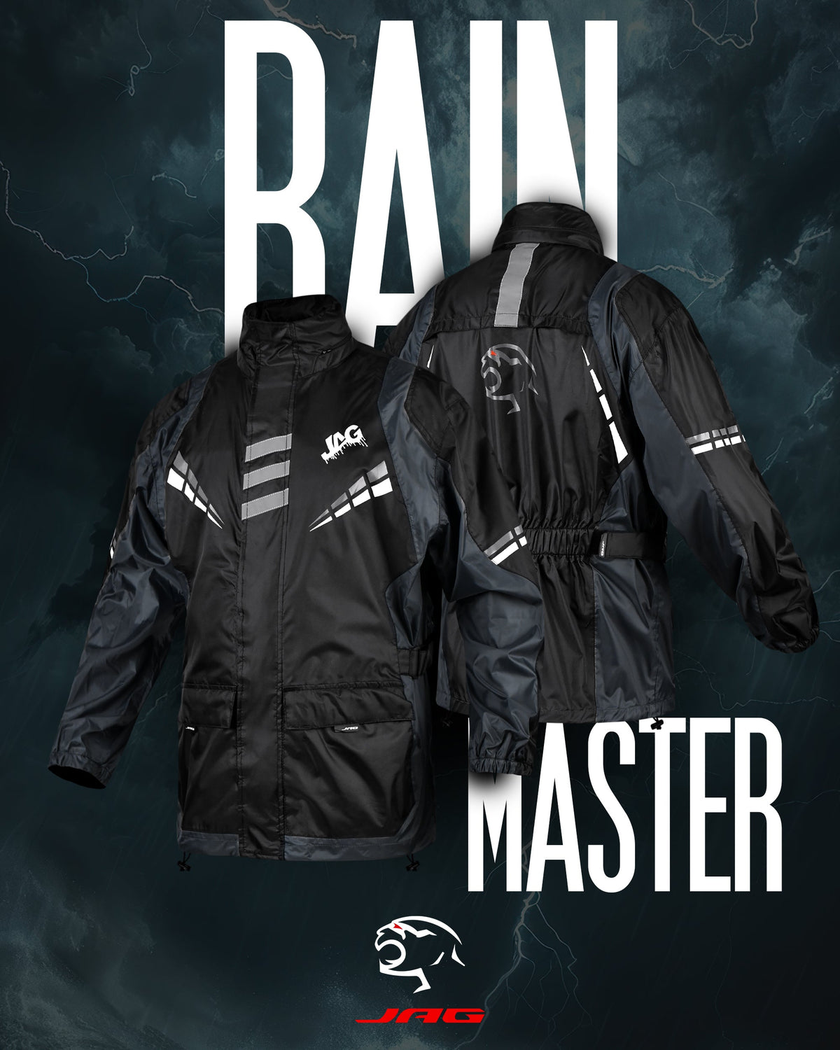Traje de lluvia JAG Rainmaster para hombre y mujer (negro/gris)
