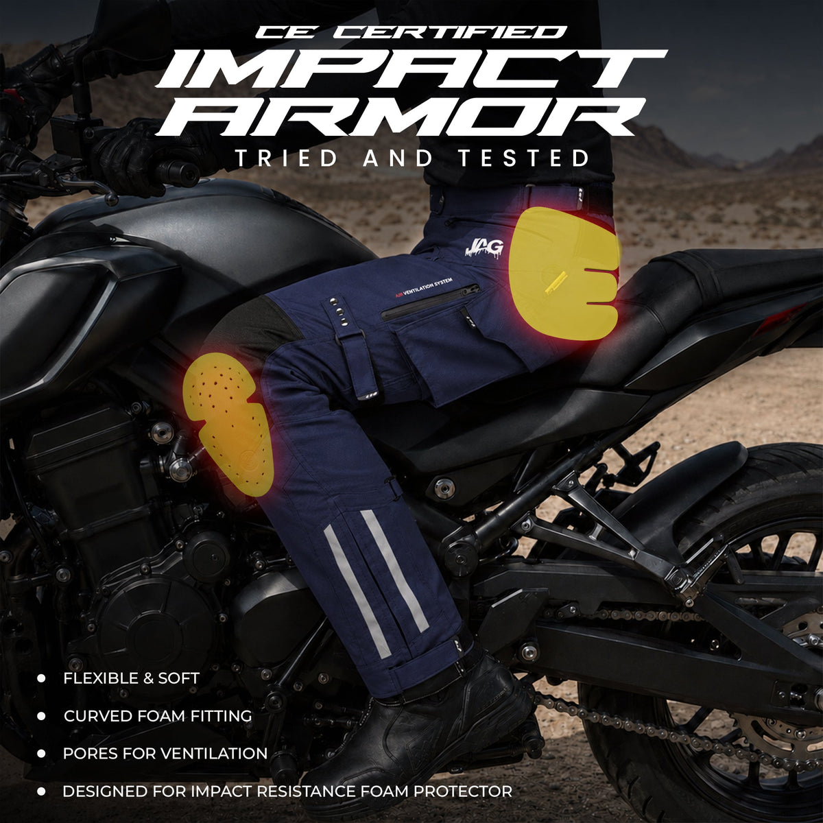 JAG Maverick Motorcycle Protective Pant - Black