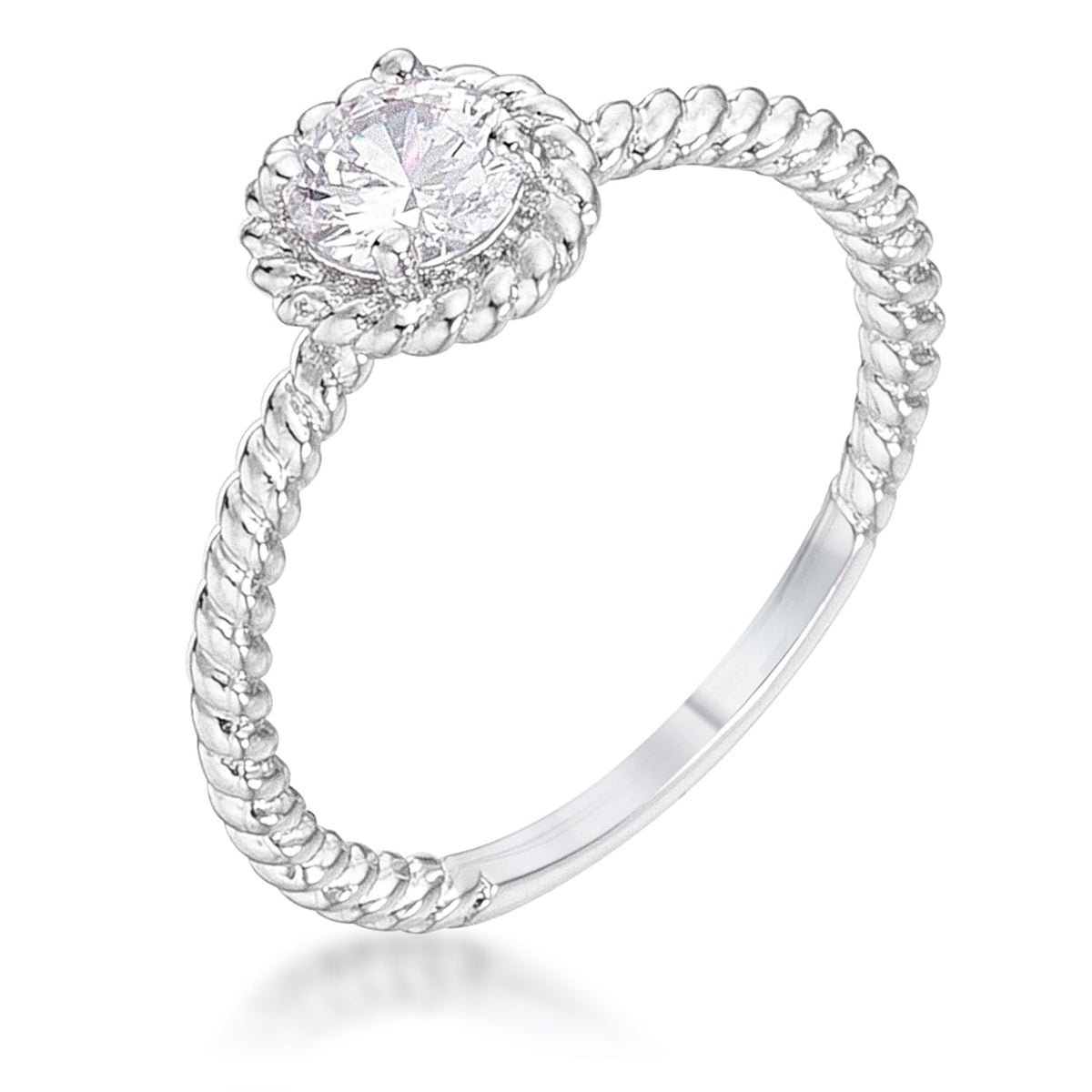 Avera .45Ct Plated Mini Twisted Rope Cz Solitaire Ring