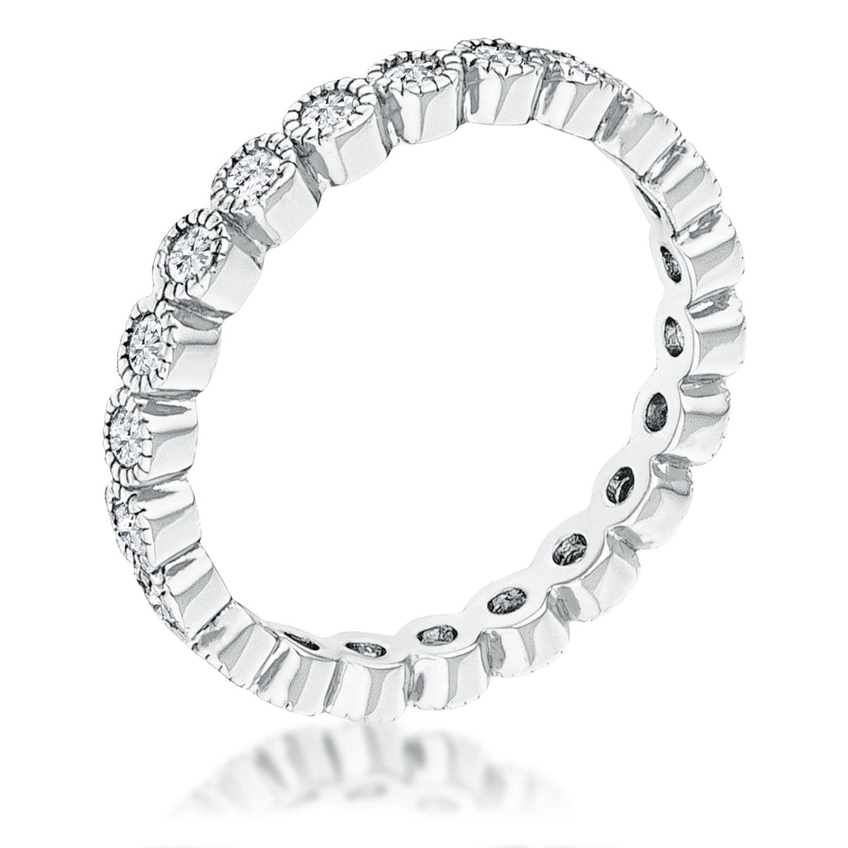 Avera Dotted Cz Round Bezel Eternity Ring In Pink