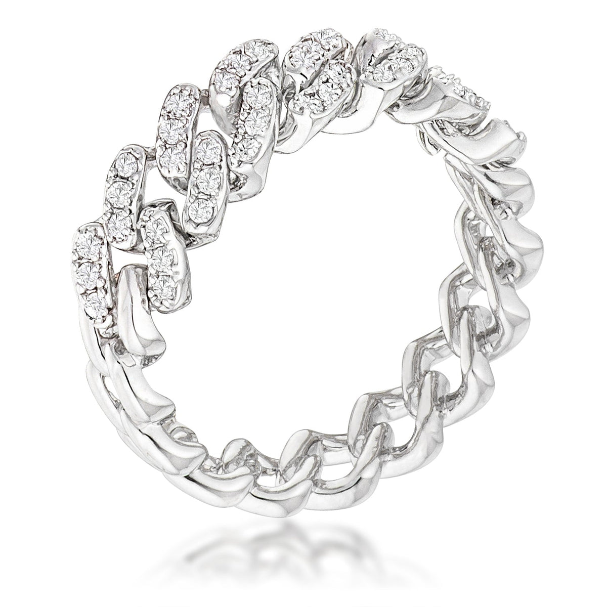 Avera Cz Round Cut Flexible Chain Ring In Pink