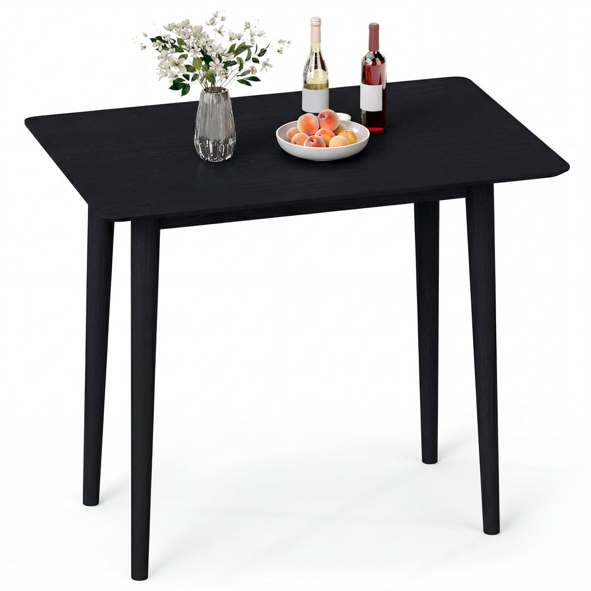 Rectangular Wooden Dining Table for 2-4 34 Inch Farmhouse Solid Wood Kitchen Table