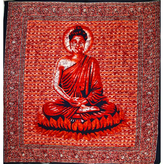 Red Buddha Meditation Tapestry Lotus Yoga Wall Hanging