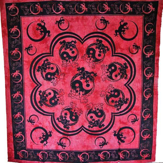 Red Salamander Yin Yang Tapestry Wall Hanging Dorm Decor