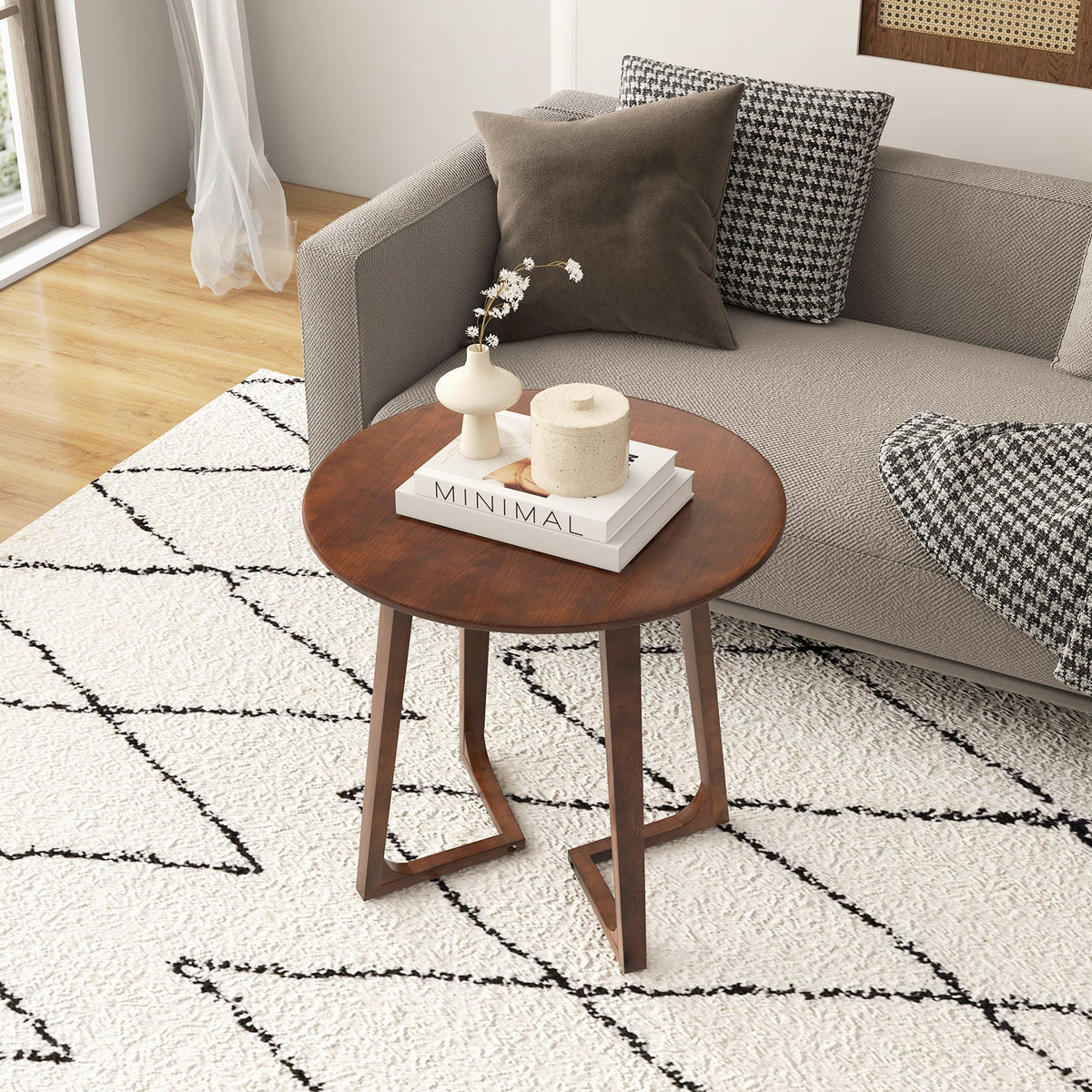 24 Inch Round End Table with Adjustable Foot Pads Natural