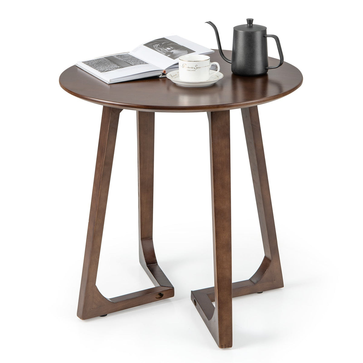 24 Inch Round End Table with Adjustable Foot Pads Natural