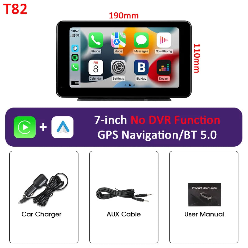 11.3 Inch Portable CarPlay Screen – HD Wireless Touch Display for Apple CarPlay and Android Auto