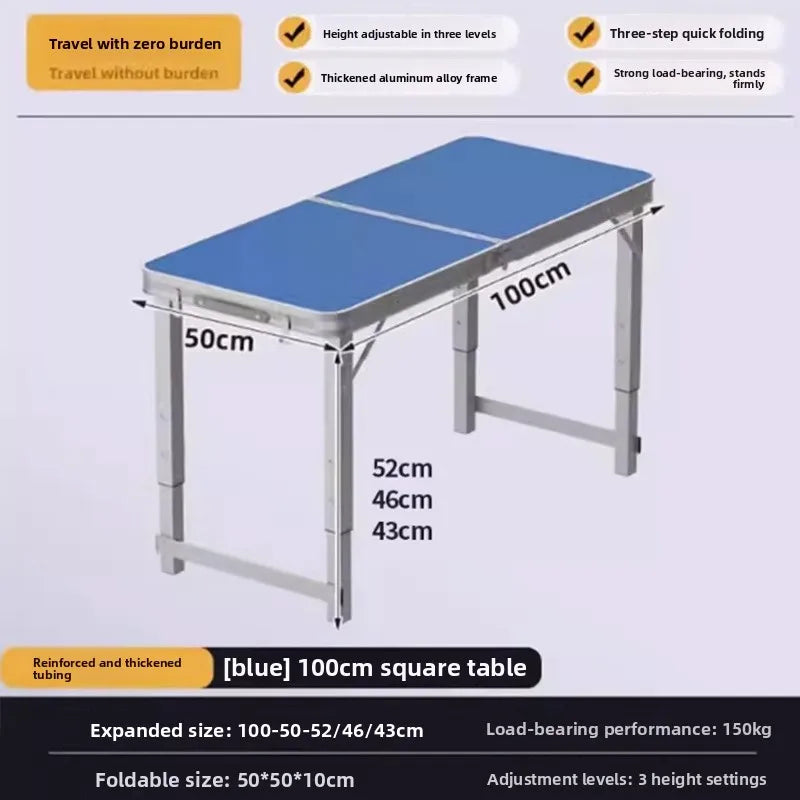 Mesa de picnic plegable portátil, altura ajustable, ligera, compacta, de aluminio, fácil de transportar, para camping, playa, portón trasero, jardín