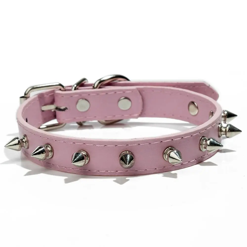 Spiked Dog Collar – PU Leather Studded Collar, Adjustable, Colorful for Dogs & Cats