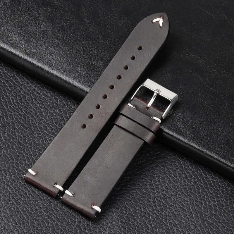 Amazfit Leather Watch Band Retro Oil Wax Calfskin For Smartwatch Replacement