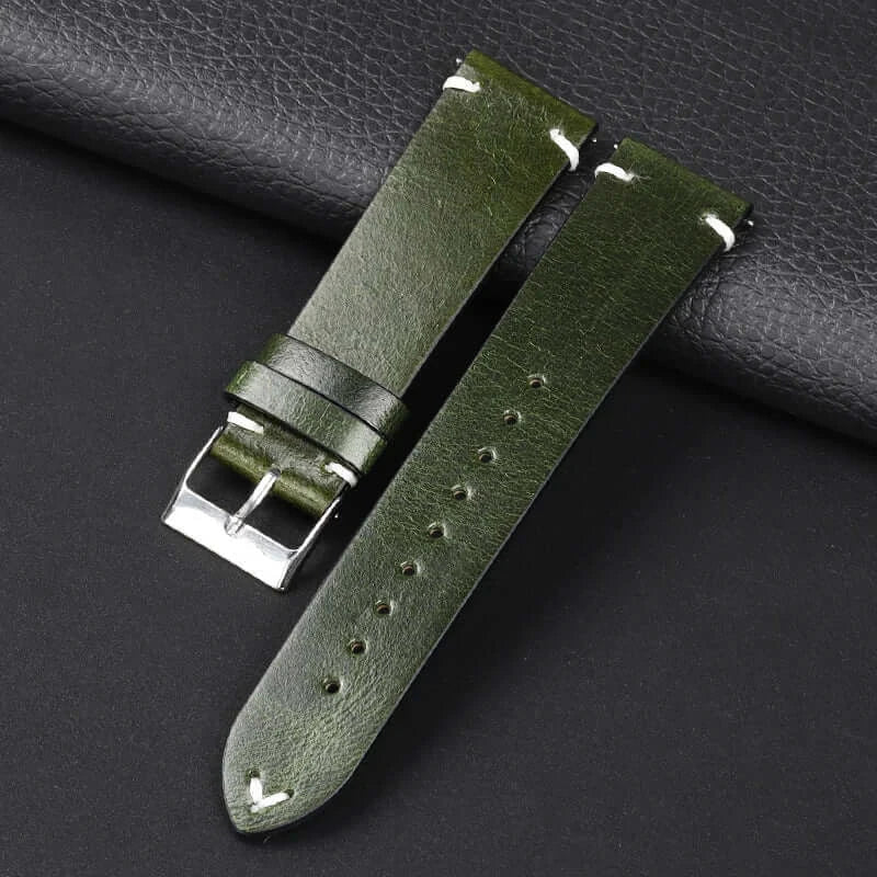 Amazfit Leather Watch Band Retro Oil Wax Calfskin For Smartwatch Replacement