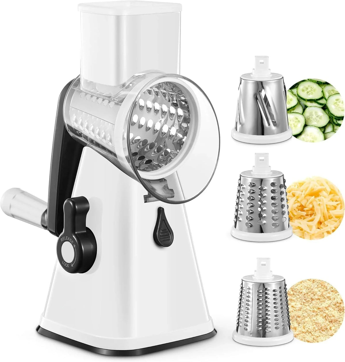 Ralladores rotatorios multiusos, mandolina de cocina, cortador de verduras, cortador de queso, triturador, molinillo de patatas para nueces, cebolla, zanahoria YY002