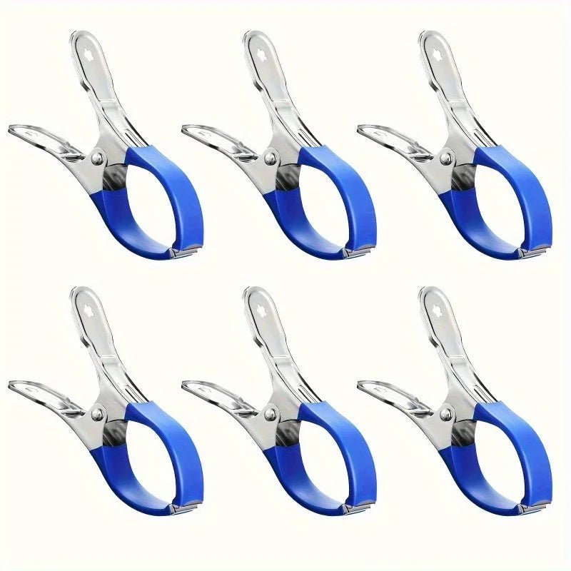 12 clips duraderos de acero inoxidable para cubiertas de piscina con mango de plástico azul - Adecuados para cubiertas de piscinas elevadas y fotografía