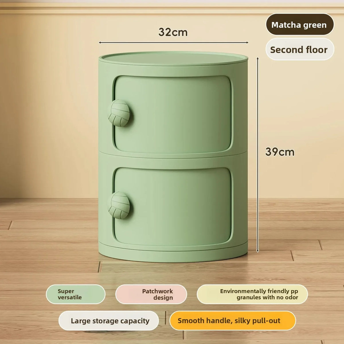 Bedside table Cream wind multi-layer cylindrical bedroom locker Ornament storage cabinet