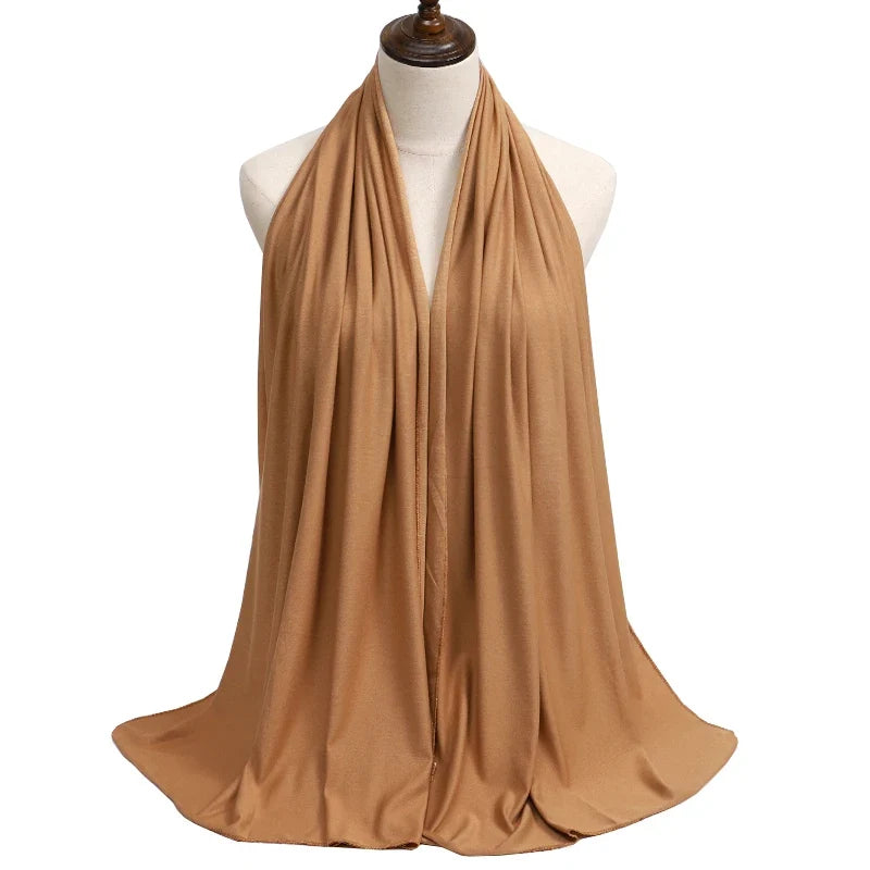 New Jersey Womens Muslim Ramadan Fashion Modal Cotton Jersey Hijab Womens High Quality Solid Color Soft Hijab Long African Scarf