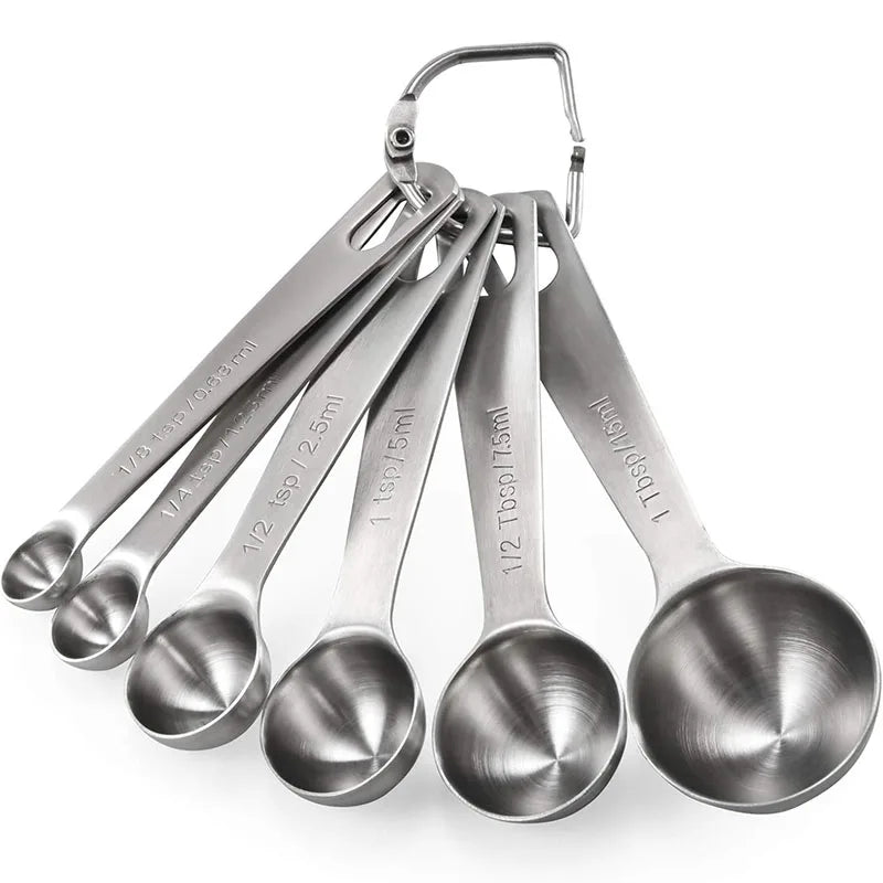 Juego de 6 cucharas medidoras de acero inoxidable, juego de tazas medidoras, utensilios de cocina, cuchara sopera y cuchara de té para cocinar y hornear