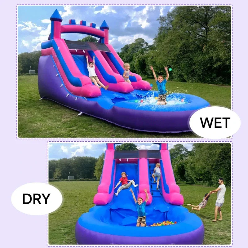 Tobogán Hinchable Acuático de Calidad Comercial con Piscina Inflable para Adultos y Niños, Incluye Soplador