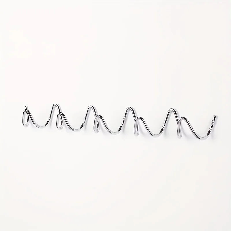 Wavy Metal Wall Hook - Stylish Silver & Black Coat Rack for Home, Entryway, or Hotel Decor - Perfect for Hats, Scarves
