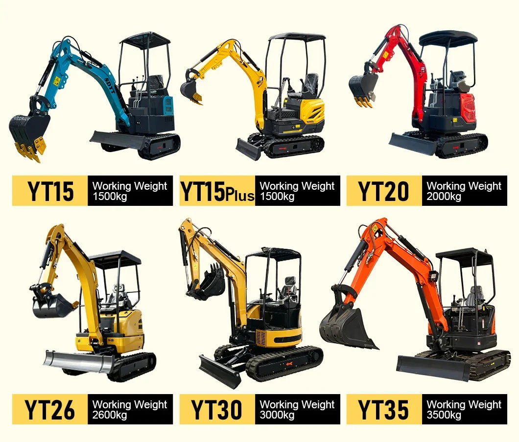 1 Ton Mini Excavator – Compact Micro Digger with Custom Colors for Greenhouse & Farm