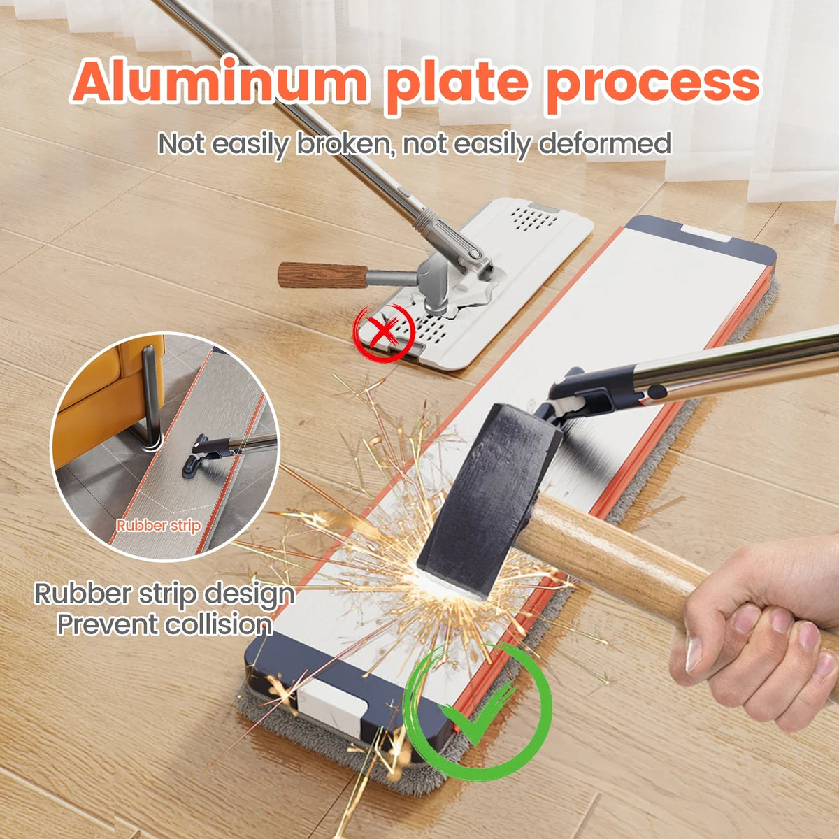 Trapeador Mágico Plano Escurridor con Cubo Manos Libres Trapeador Perezoso de Limpieza Microfibra Giratorio Autoescurrible Trapeador para Limpieza del Hogar Cubo Giratorio