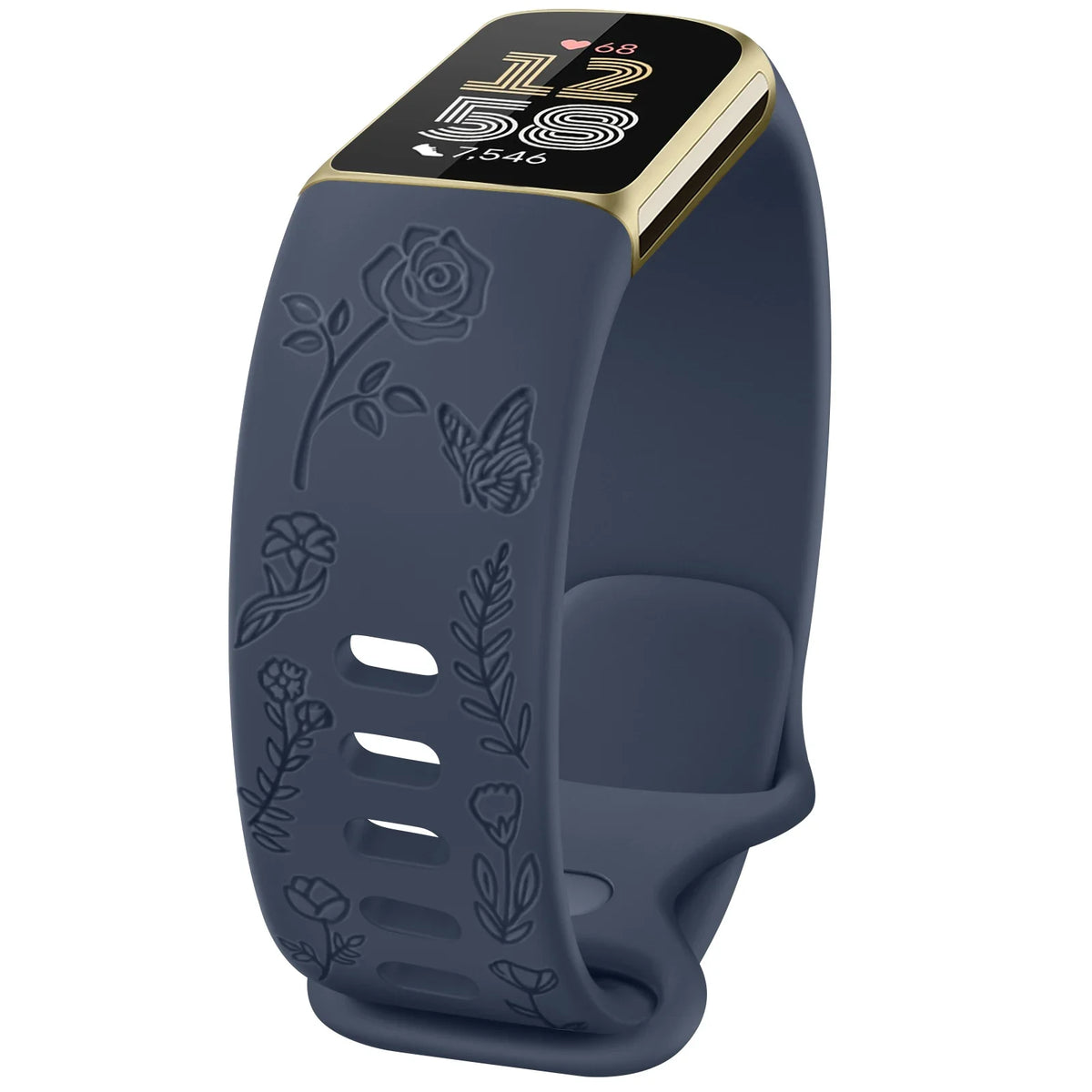 Fitbit Charge 5 & 6 Floral Engraved Band - Adjustable Strap