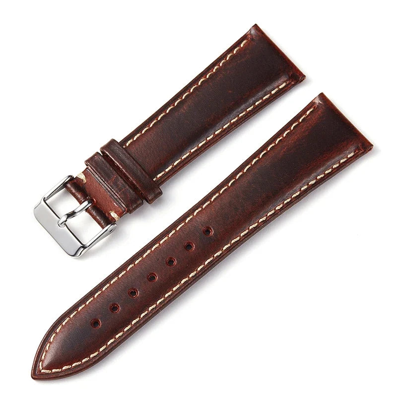 Polar Leather Watch Strap Vintage Oil Wax Cowhide With Pin Buckle, Unisex