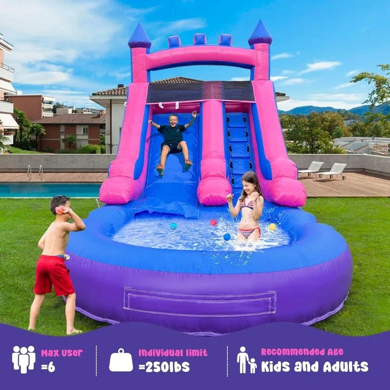 Tobogán Hinchable Acuático de Calidad Comercial con Piscina Inflable para Adultos y Niños, Incluye Soplador