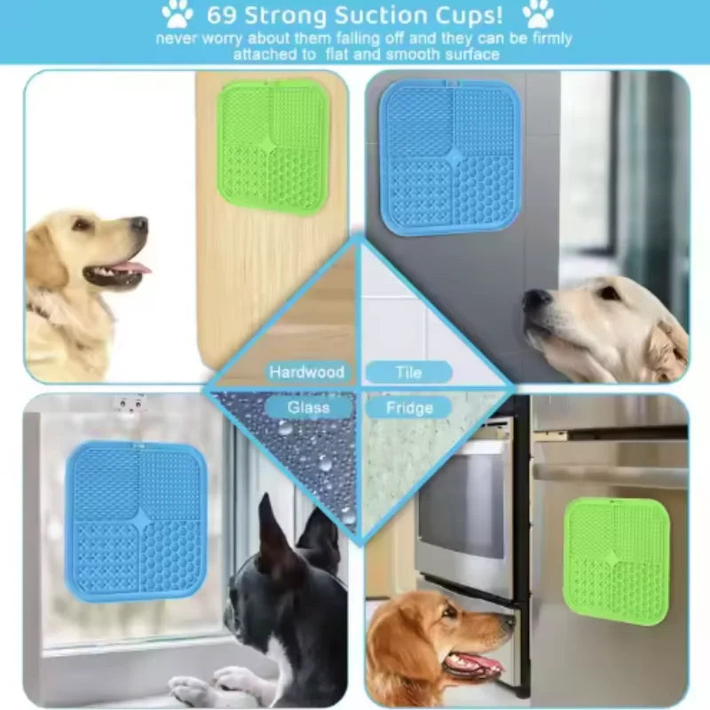 Silicone Dog Lick Mat with Suction Cups – Slow Feeder Lick Pad for Dogs
