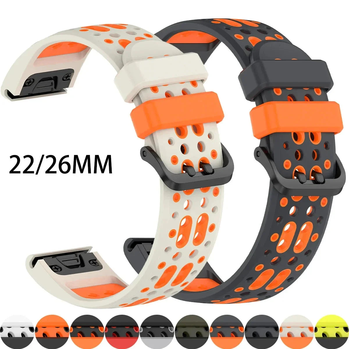 Garmin Two-Tone Silicone Smartwatch Band - QuickFit Sport Strap