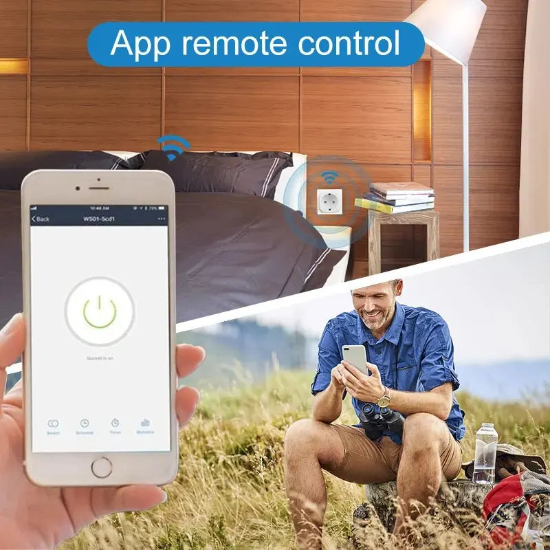 Smart EU Socket WiFi 20A EU Plug Outlet Remote Control Timer Power Monitor Support Voice Google Home Alexa