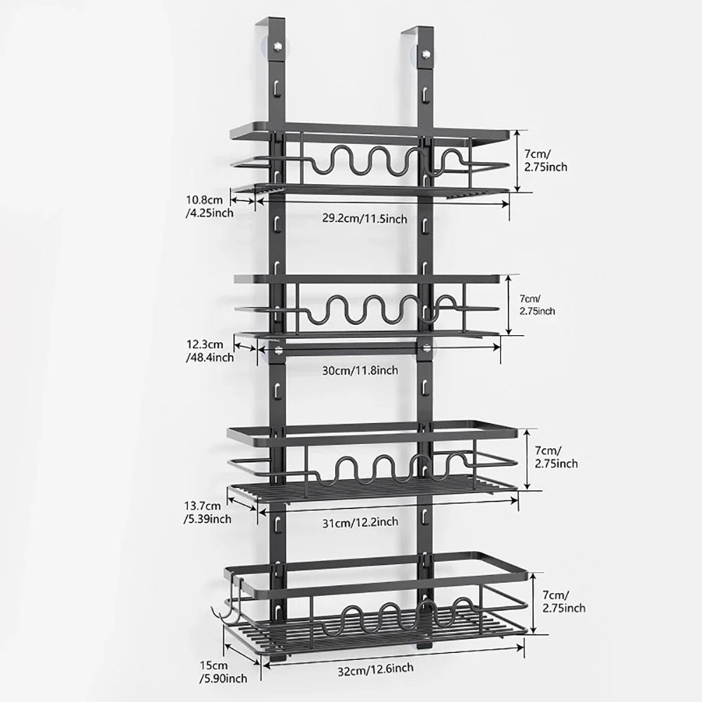 Organizador de despensa colgante para puerta, estantes de almacenamiento multicapa, especiero metálico colgante para puertas de cocina y baño