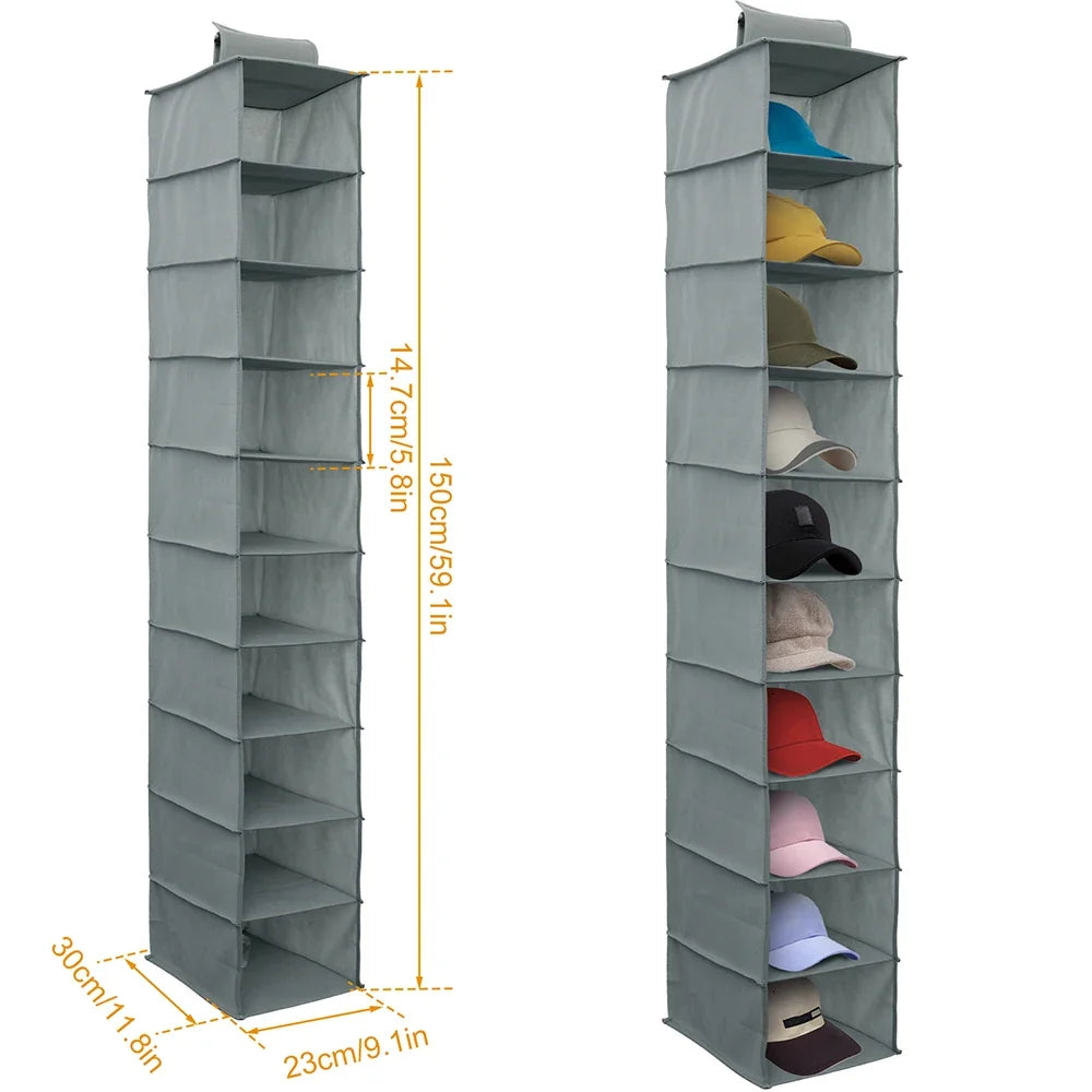Zapatero colgante Organizador de zapatos no tejido Estantería de almacenamiento de zapatos de 10 capas Plegable Ahorro de espacio para el hogar Dormitorio Armario