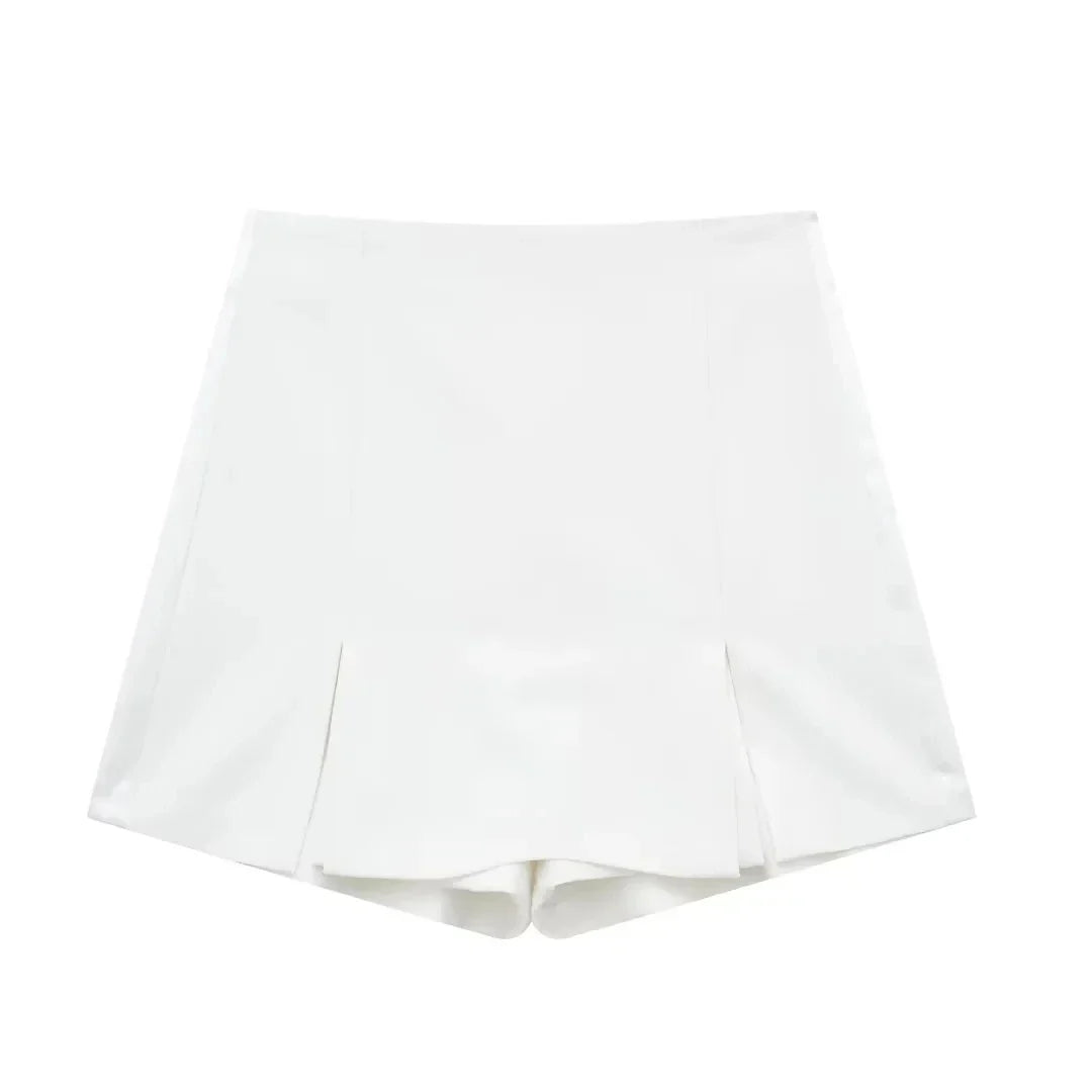 2024 Summer Fashion Woman Shorts Set Solid Chic Slim Tube Corset Top + Commuet Office Lady Wild Female Culottes Street