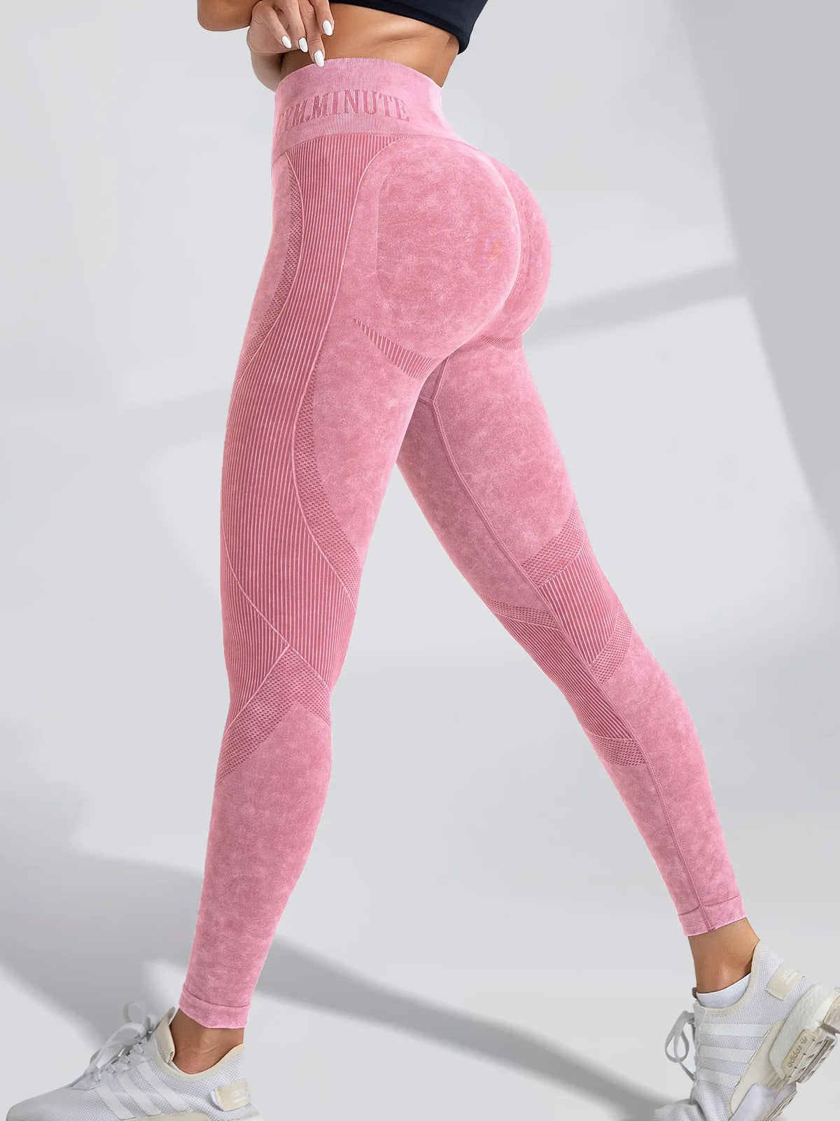 Women Seamless Gym High Waist Yoga Pants Hip Lifting Outdoor Sports Tight Waist Letter Sand Washed Pants Exercise Yoga Leggings