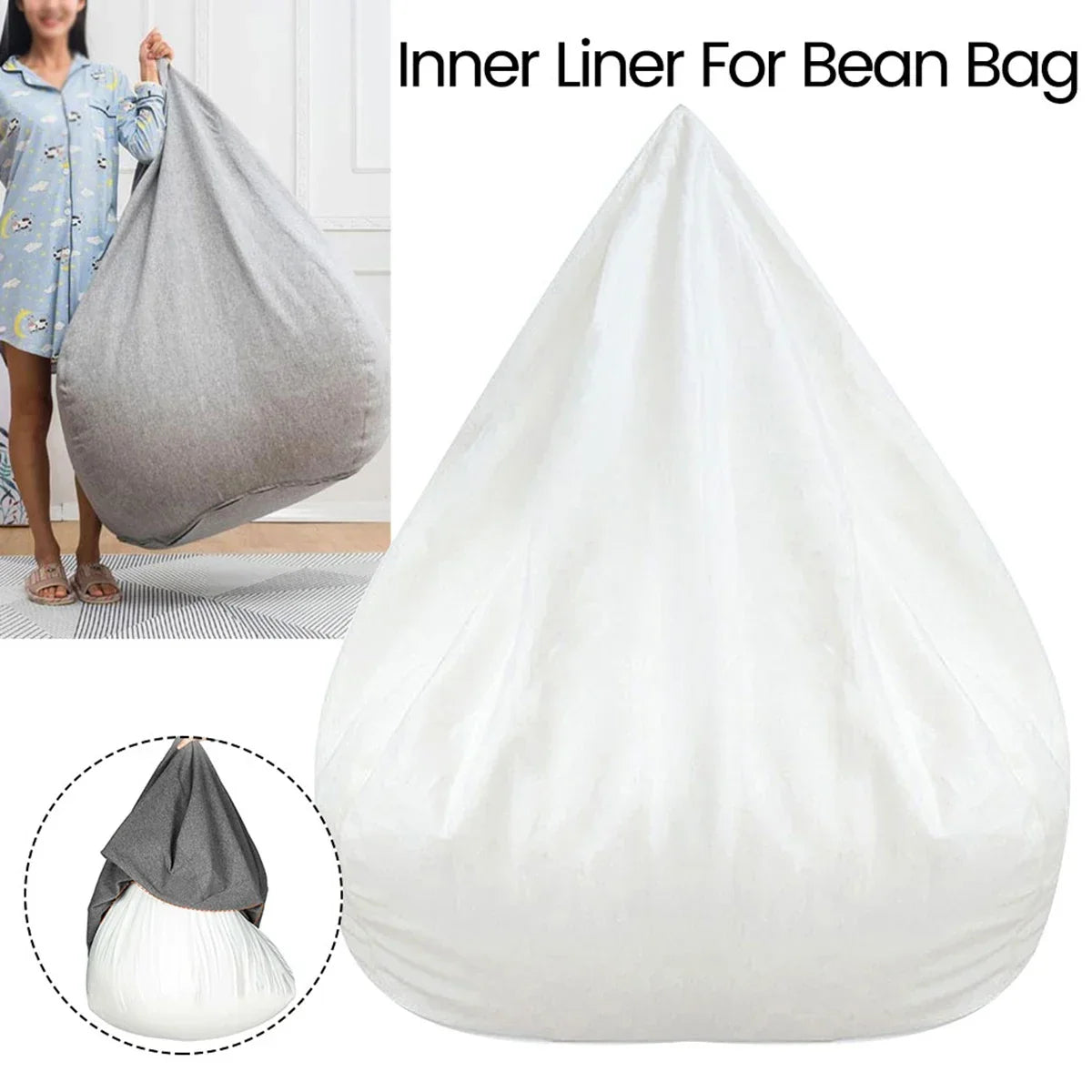 OTAUTAU Replacement Pouf Mesh Inner Liner Cover Without Filling Removable Washable Lazy Sofa Insert for Bean Bag Puff Couch Sac