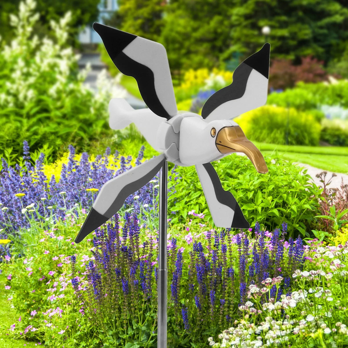 Molino de viento con forma de gaviota, resistente a la intemperie y a la decoloración, estable, decorativo, fácil de instalar, para jardín, patio