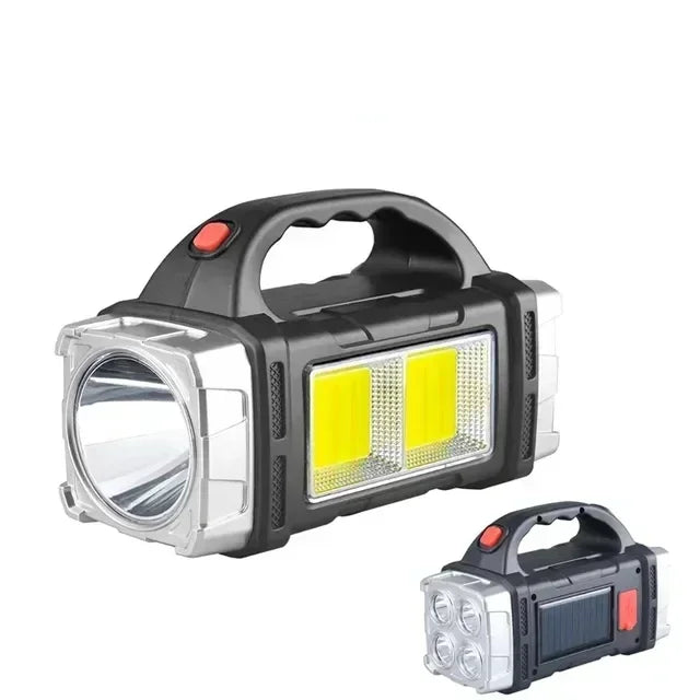 Portable Powerful USB Rechargeable Flashlights Solar LED Light With COB Work Light 4 Gear Charge Mobile Phone Camping Lamps